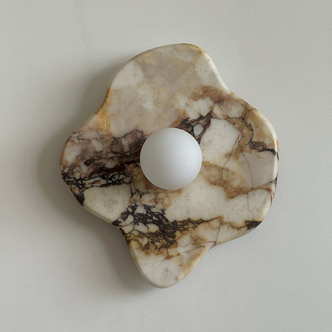 Organic Marble Wall Sconce with Glass Globe Shade for Modern Indoor Lighting