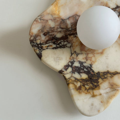Organic Marble Wall Sconce with Glass Globe Shade for Modern Indoor Lighting