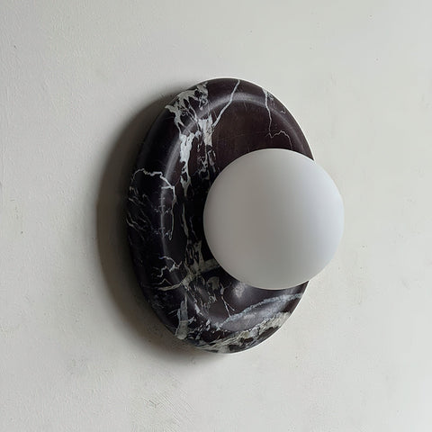 Natural Marble Globe Wall Sconce for Bedroom and Hallway Lighting