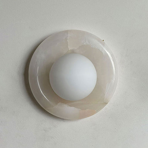 Natural Marble Globe Wall Sconce for Bedroom and Hallway Lighting