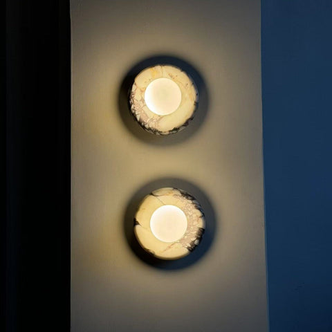 Natural Marble Globe Wall Sconce for Bedroom and Hallway Lighting