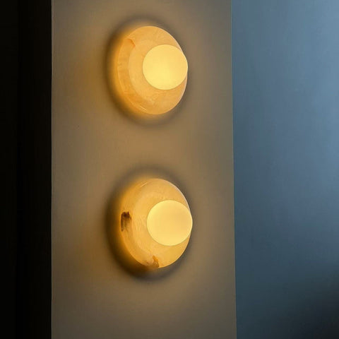 Natural Marble Globe Wall Sconce for Bedroom and Hallway Lighting