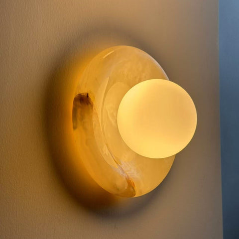Natural Marble Globe Wall Sconce for Bedroom and Hallway Lighting
