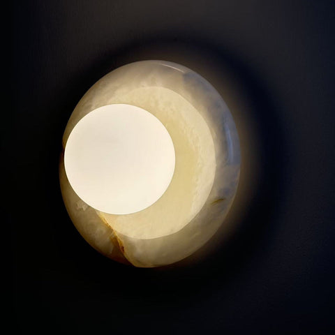 Natural Marble Globe Wall Sconce for Bedroom and Hallway Lighting