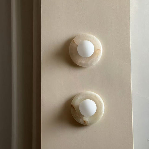 Natural Marble Globe Wall Sconce for Bedroom and Hallway Lighting