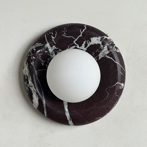 Natural Marble Globe Wall Sconce for Bedroom and Hallway Lighting