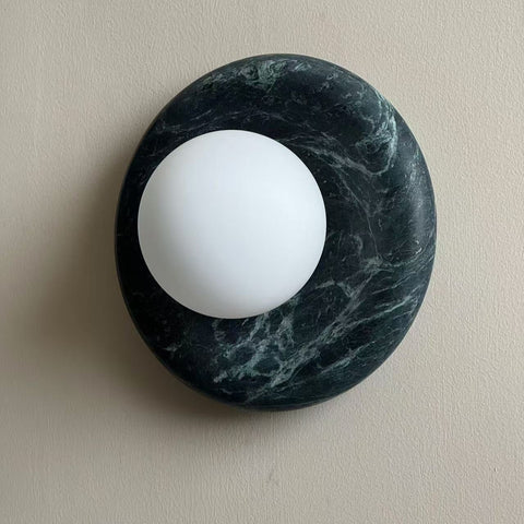 Natural Marble Globe Wall Sconce for Bedroom and Hallway Lighting