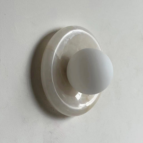 Natural Marble Globe Wall Sconce for Bedroom and Hallway Lighting