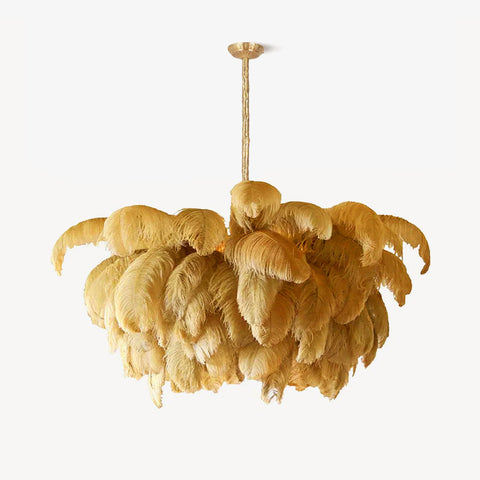 Ostrich Feather Chandelier with Layered Plume Shade