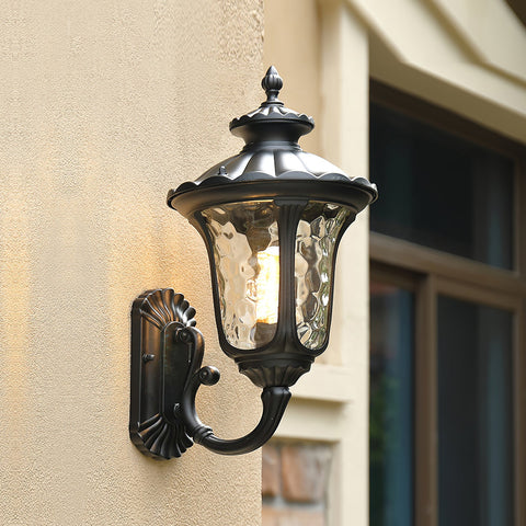 Outdoor Wall Light with Frosted Glass Retro Lantern