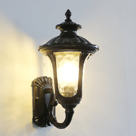 Outdoor Wall Light with Frosted Glass Retro Lantern