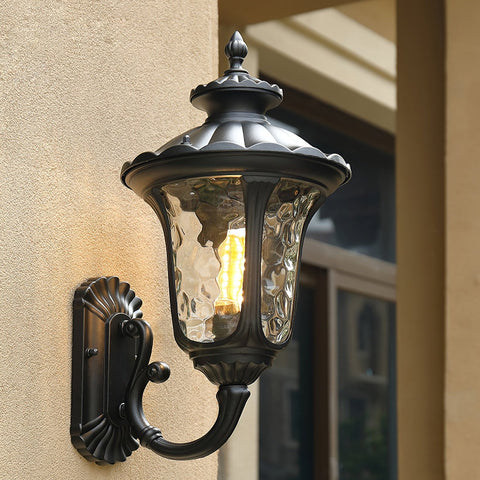Outdoor Wall Light with Frosted Glass Retro Lantern