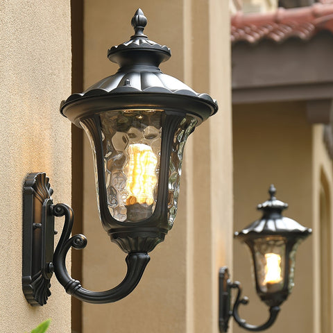 Outdoor Wall Light with Frosted Glass Retro Lantern