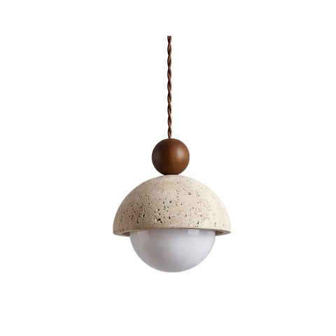 Travertine Dome Glass Pendant Light for Bedside and Dining Lighting