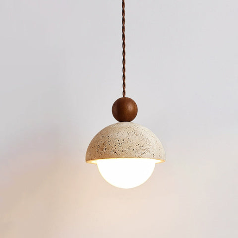 Travertine Dome Glass Pendant Light for Bedside and Dining Lighting