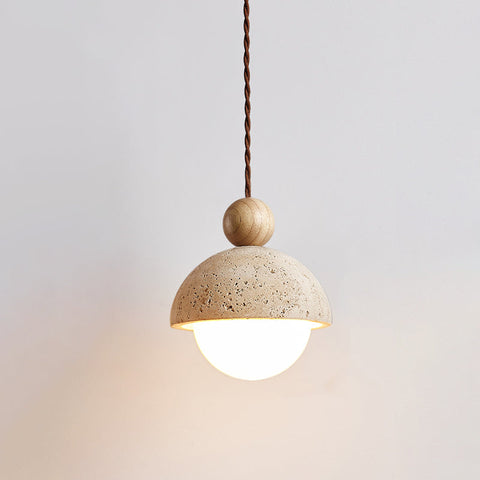 Travertine Dome Glass Pendant Light for Bedside and Dining Lighting
