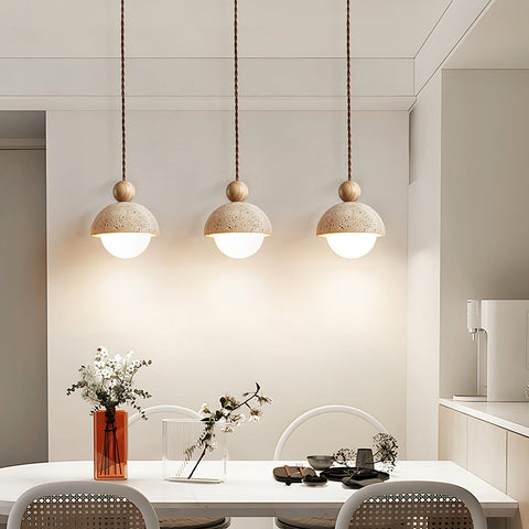 Travertine Dome Glass Pendant Light for Bedside and Dining Lighting