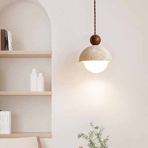 Travertine Dome Glass Pendant Light for Bedside and Dining Lighting