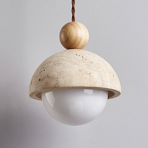 Travertine Dome Glass Pendant Light for Bedside and Dining Lighting