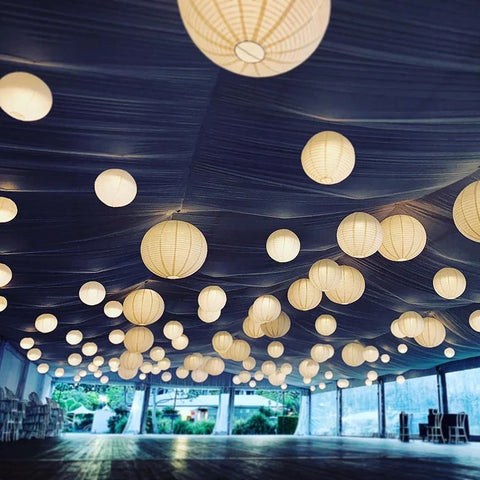 Paper Lantern Sets with Round Wire Frames and Separate LED Options