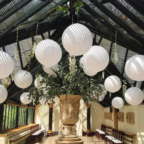 Paper Lantern Sets with Round Wire Frames and Separate LED Options