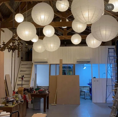 Paper Lantern Sets with Round Wire Frames and Separate LED Options