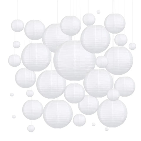 Paper Lantern Sets with Round Wire Frames and Separate LED Options