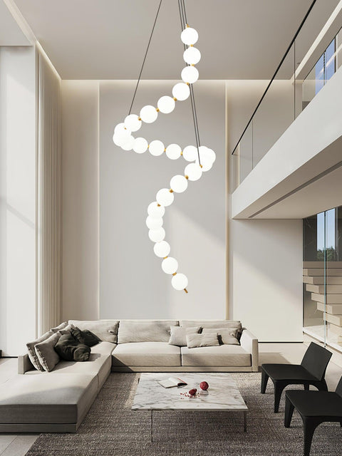 Chandelier with Draped Acrylic Globe Strands and Integrated LED