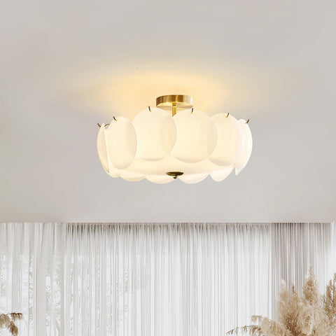 Petal Glass Semi-Flush Ceiling Light for Bedroom and Living Room