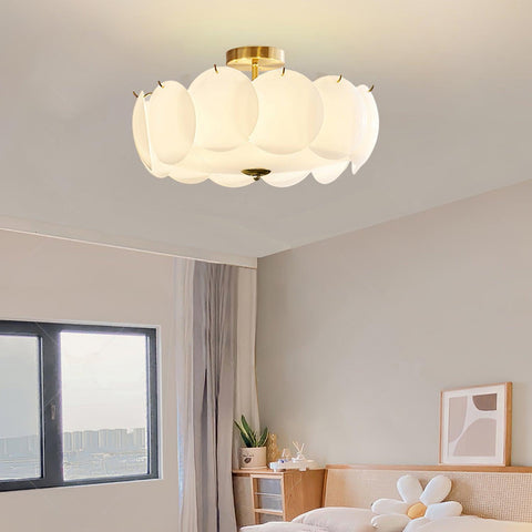 Petal Glass Semi-Flush Ceiling Light for Bedroom and Living Room
