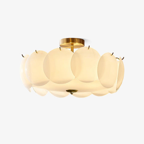 Petal Glass Semi-Flush Ceiling Light for Bedroom and Living Room