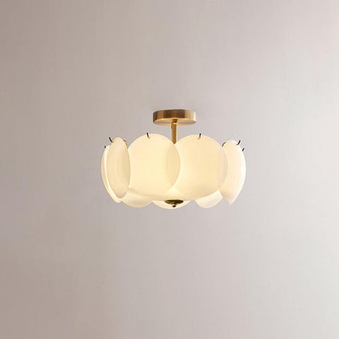 Petal Glass Semi-Flush Ceiling Light for Bedroom and Living Room