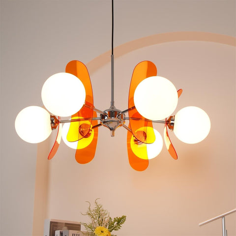 Mid-Century Floral Globe Chandelier for Bedrooms and Creative Offices