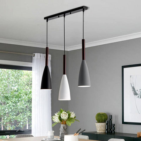 Nordic Wood and Aluminum Pendant Light for Kitchen Islands and Bedsides