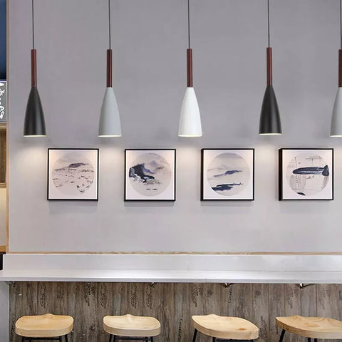 Nordic Wood and Aluminum Pendant Light for Kitchen Islands and Bedsides
