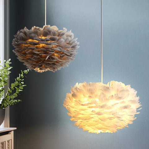 Feather Globe Pendant Light for Bedrooms, Nurseries, and Living Rooms