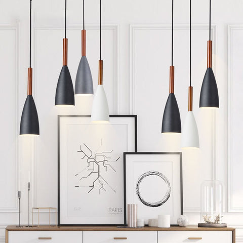 Nordic Wood and Aluminum Pendant Light for Kitchen Islands and Bedsides