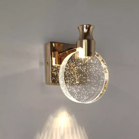 Round LED Wall Sconce with Bubble Glass for Ambient Room Lighting