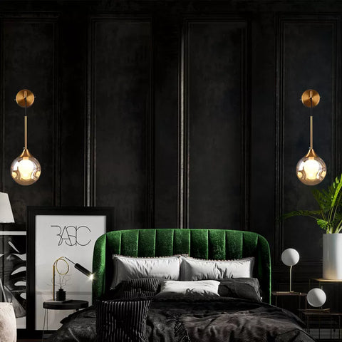 Hanging Glass Globe Wall Sconce for Bedrooms, Hallways, and Living Rooms