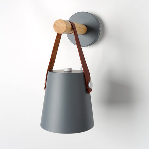 Scandinavian Wood and Metal Wall Sconce for Bedside Reading Light