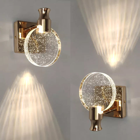 Round LED Wall Sconce with Bubble Glass for Ambient Room Lighting
