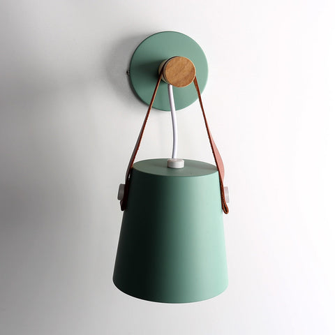 Scandinavian Wood and Metal Wall Sconce for Bedside Reading Light