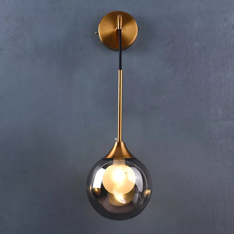 Hanging Glass Globe Wall Sconce for Bedrooms, Hallways, and Living Rooms