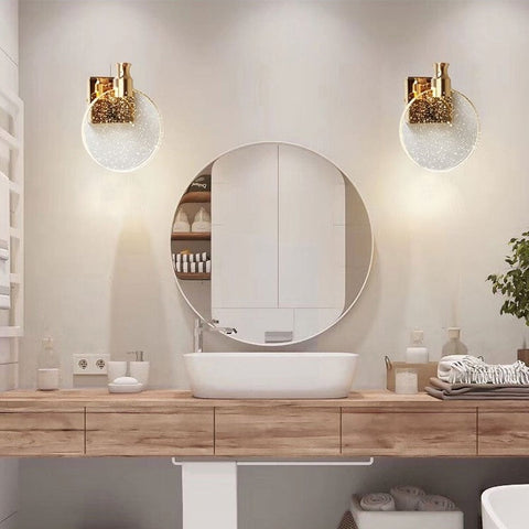 Round LED Wall Sconce with Bubble Glass for Ambient Room Lighting