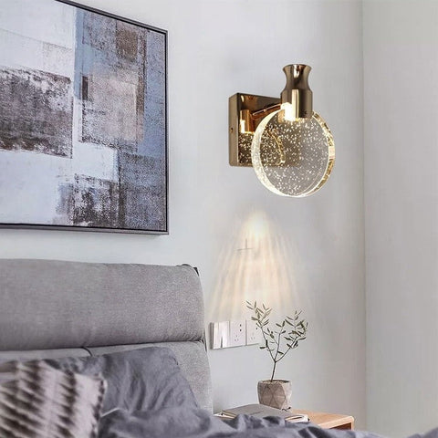 Round LED Wall Sconce with Bubble Glass for Ambient Room Lighting