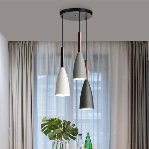 Nordic Wood and Aluminum Pendant Light for Kitchen Islands and Bedsides