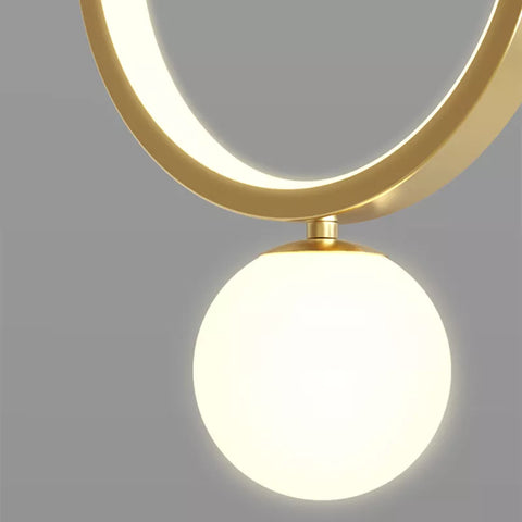LED Ring and Globe Pendant Light for Bedside and Dining Lighting