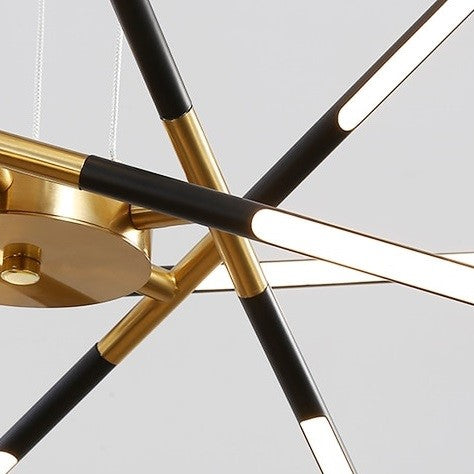 Geometric LED Tube Chandelier for Dining Rooms and Large Living Spaces