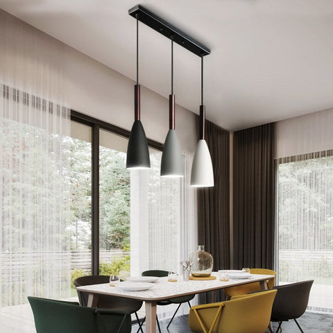 Nordic Wood and Aluminum Pendant Light for Kitchen Islands and Bedsides