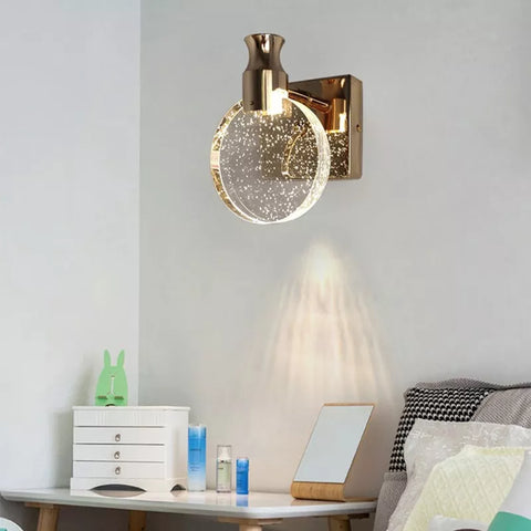 Round LED Wall Sconce with Bubble Glass for Ambient Room Lighting
